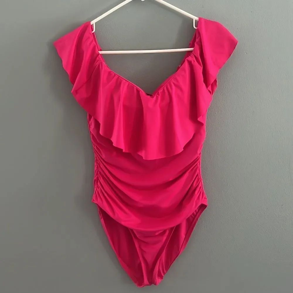 Women’s size 10 La Blanca Stunning one piece magenta swimsuit bathing suit - Picture 10 of 10